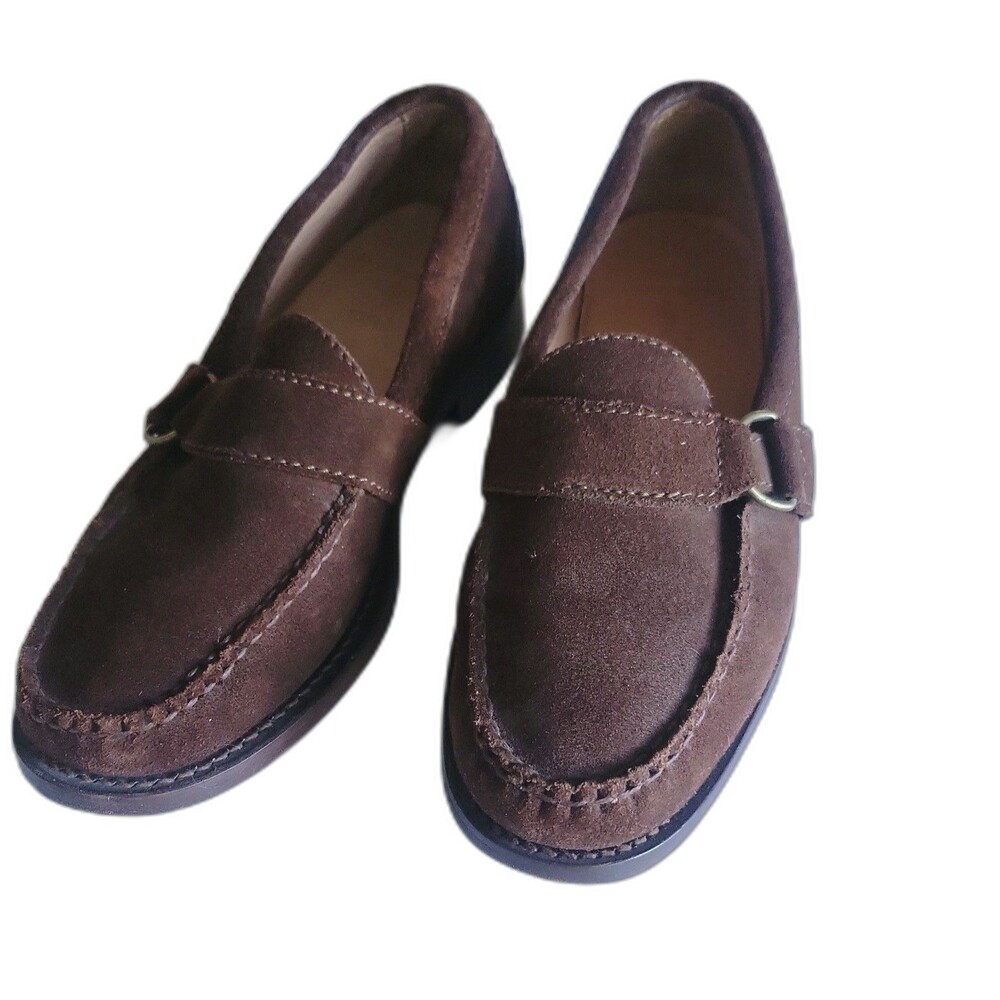 Vintage 2002 Brown Suede Polo Ralph Lauren men’s equestrian D-ring loafers 9D